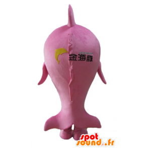 Mascotte großen rosa und weißen Fisch, heiter - MASFR24177 - Maskottchen-Fisch