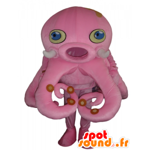 Maskot růžový chobotnice, obří, s modrýma očima - MASFR24180 - Maskoti oceánu