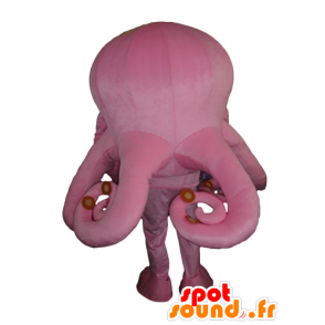 Mascot lyserød blæksprutte, kæmpe med blå øjne - Spotsound
