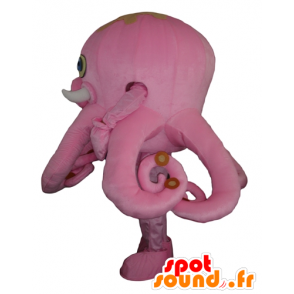 Maskot růžový chobotnice, obří, s modrýma očima - MASFR24180 - Maskoti oceánu