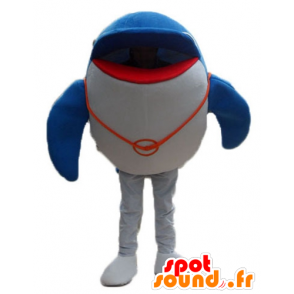 Striped dolphin mascot, giant, highly successful - MASFR24181 - Mascot Dolphin