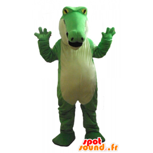 Vihreä ja valkoinen krokotiili maskotti, pullea, erittäin vaikuttava - MASFR24183 - maskotti krokotiilejä
