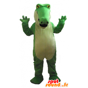 Groen en wit krokodil mascotte, mollig, zeer indrukwekkend - MASFR24183 - Mascot krokodillen