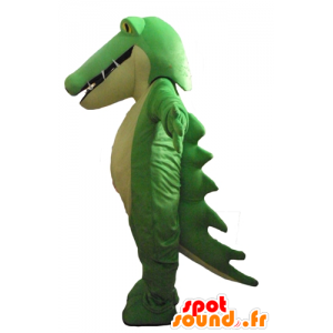 Green and white crocodile mascot, plump, very impressive - MASFR24183 - Mascot of crocodiles