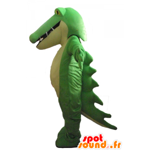 Verde e branco crocodilo mascote, gordo, muito impressionante - MASFR24183 - crocodilos mascote