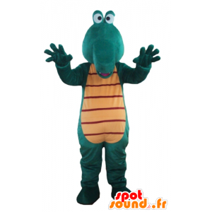 Mascota del cocodrilo verde y amarillo, gigante y diversión - MASFR24185 - Mascota de cocodrilos