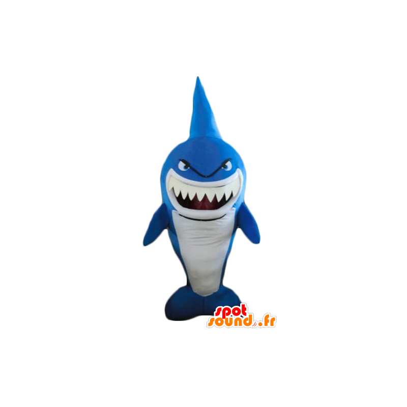 Mascot blue and white shark, very funny, fierce-looking - MASFR24186 - Mascots shark