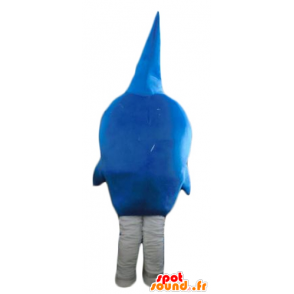 Mascot blauwe en witte haai, erg grappig, woest uitziende - MASFR24186 - mascottes Shark