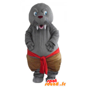 Mascote selo, morsa cinza com grandes dentes - MASFR24188 - mascotes Seal