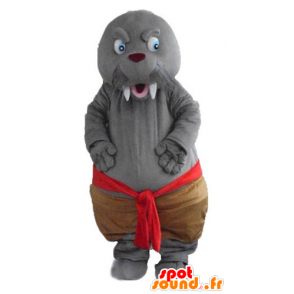 Seal mascot, gray walrus with big teeth - MASFR24188 - Mascots seal