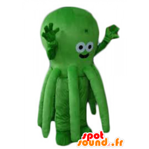 Green octopus mascot, very cute and smiling - MASFR24189 - Mascots of the ocean