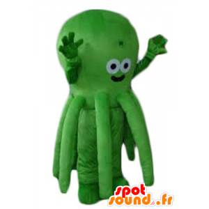 Mascot grøn blæksprutte, meget sød og smilende - Spotsound