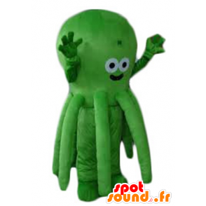 Green octopus mascot, very cute and smiling - MASFR24189 - Mascots of the ocean