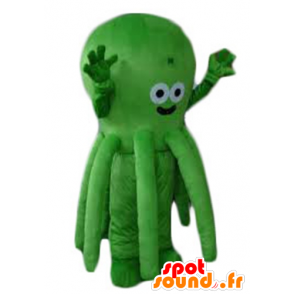 Mascot polvo verde, muito bonito e sorrindo - MASFR24189 - Mascotes do oceano