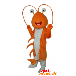 Reusachtige kreeft mascotte, oranje en witte rivierkreeft - MASFR24190 - mascottes Lobster