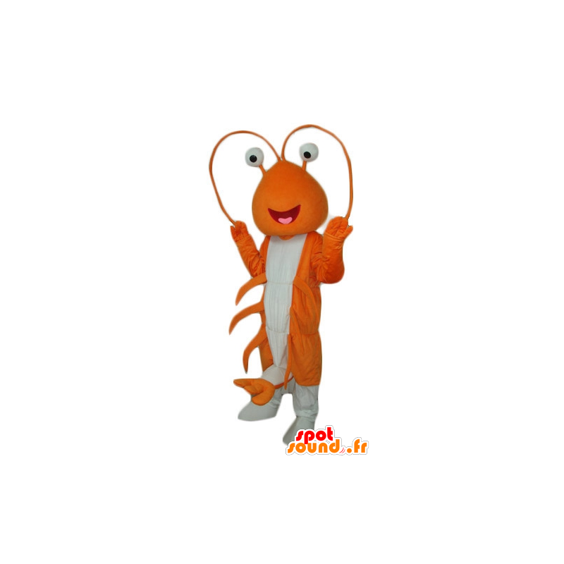 Giant hummer maskot, oransje og hvit kreps - MASFR24190 - Maskoter Lobster