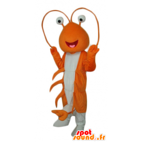 Giant lobster mascot, orange and white crayfish - MASFR24190 - Mascots lobster