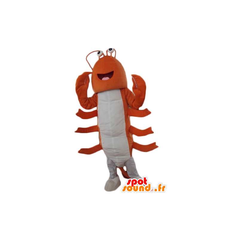 Giant lobster mascot, orange and white crayfish - MASFR24191 - Mascots lobster