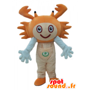 Laranja e mascote caranguejo branco, alegre - MASFR24192 - mascotes Crab