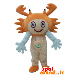 Orange och vit krabba maskot, mycket leende - Spotsound maskot