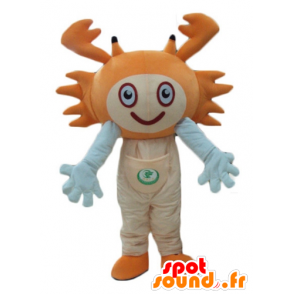 Laranja e mascote caranguejo branco, alegre - MASFR24192 - mascotes Crab