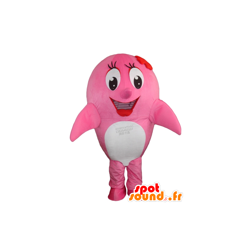 Mascot pink and white dolphin, whale - MASFR24193 - Mascot Dolphin