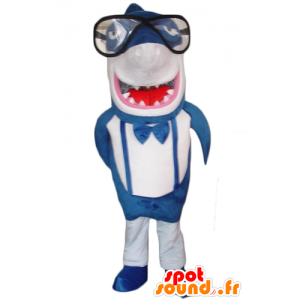 Mascot blå og hvit hai, gigantiske og morsom - MASFR24194 - Maskoter Shark