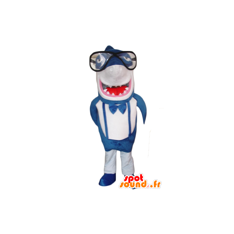 Mascot blue and white shark, giant and funny - MASFR24194 - Mascots shark