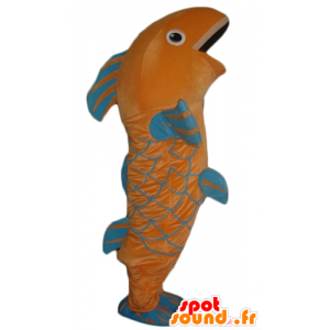 Kjempefisken maskot, oransje og blå - MASFR24196 - fisk Maskoter