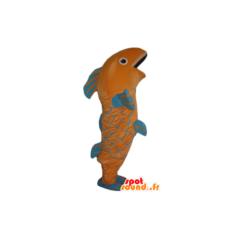 Jättiläinen kala maskotti, oranssi ja sininen - MASFR24196 - kala Maskotteja