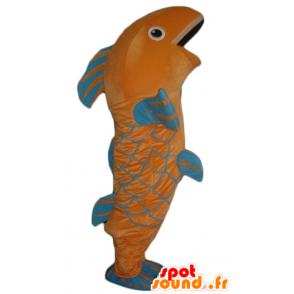 Mascotte de poisson géant, orange et bleu - MASFR24196 - Mascottes Poisson