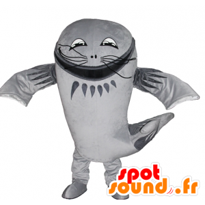Mascot grossa grigio pesce, pesce gatto, gigante - MASFR24198 - Mascotte gatto