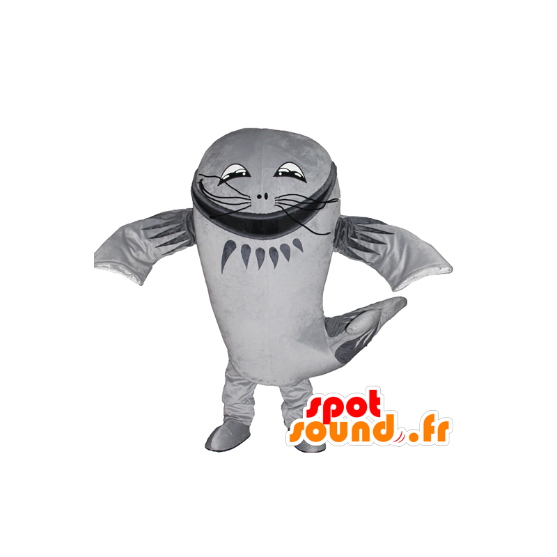 Mascot grossa grigio pesce, pesce gatto, gigante - MASFR24198 - Mascotte gatto