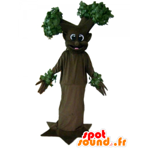 Marrone mascotte e albero verde, gigante e sorridente - MASFR24199 - Mascotte di piante