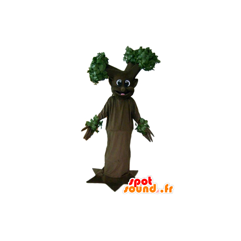 Mascot bruine en groene boom, reus en glimlachen - MASFR24199 - mascottes planten