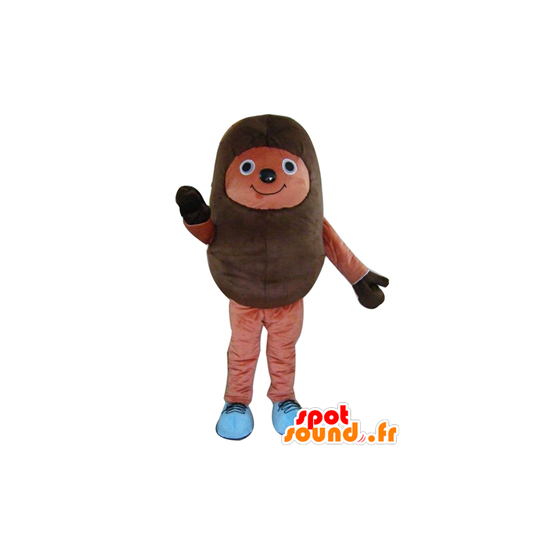 Mascotte de hérisson marron, bicolore, très souriant - MASFR24200 - Mascottes Hérisson