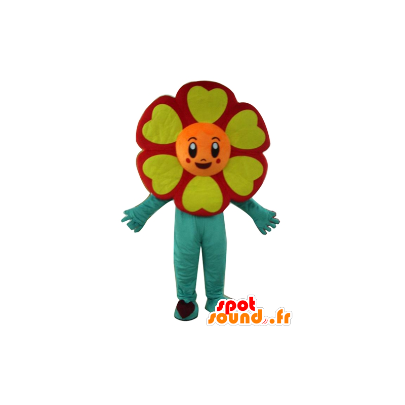 Mascotte fiore rosso, arancio, giallo e verde, molto allegro - MASFR24201 - Mascotte di piante