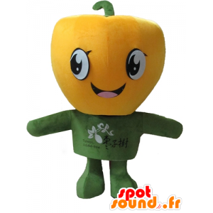 Grande amarelo pimenta mascote, gigante e sorrindo - MASFR24204 - Mascot vegetal