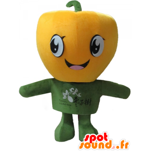 Mascotte de gros poivron jaune, géant et souriant - MASFR24204 - Mascotte de légumes