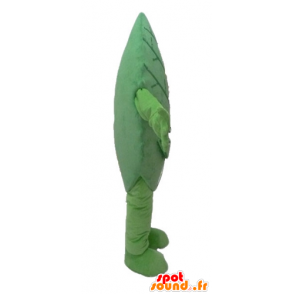 Grön bladmaskot, jätte och ler - Spotsound maskot