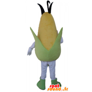 Cob mascotte geel en groen maïs, reus en glimlachen - MASFR24209 - food mascotte