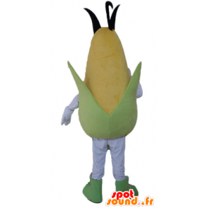 Cob mascot yellow and green corn, giant and smiling - MASFR24209 - Food mascot