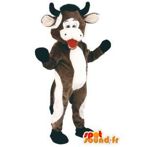 Mascot bruine en witte koe - alle soorten en maten - MASFR006637 - koe Mascottes