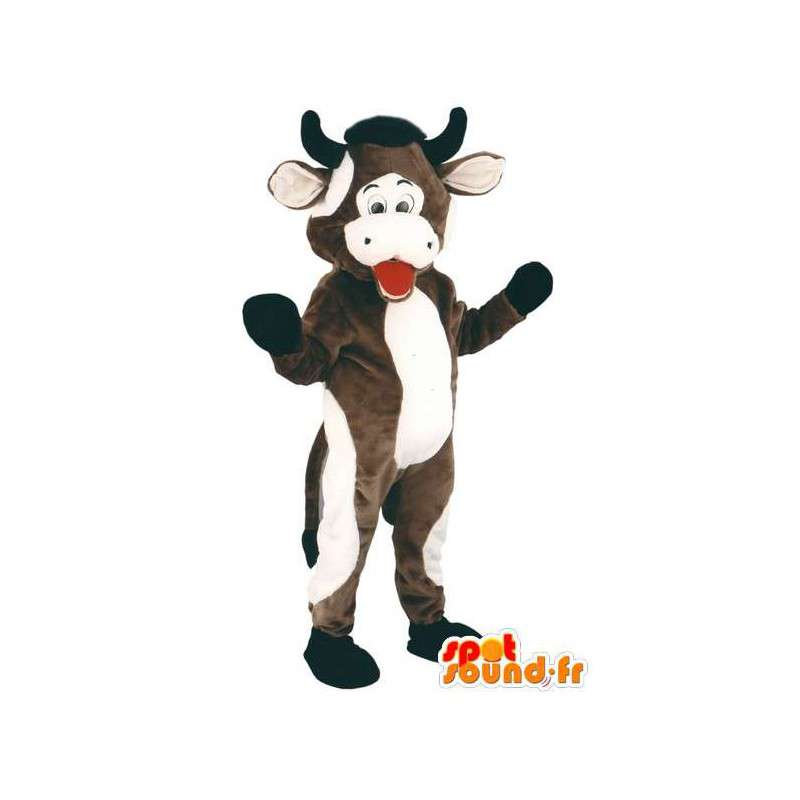 Mascot καφέ και άσπρη αγελάδα - όλα τα μεγέθη - MASFR006637 - Μασκότ αγελάδα