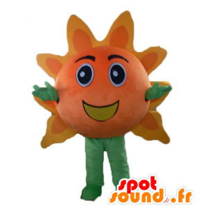 Giant zon mascotte, oranje en geel, en al glimlach - MASFR24211 - Niet-ingedeelde Mascottes