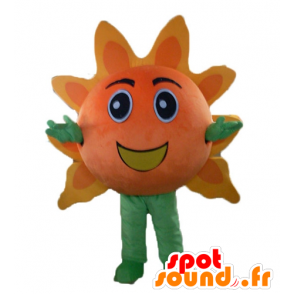 Giant slunce maskot, oranžová a žlutá, všechny úsměvy - MASFR24211 - Neutajované Maskoti