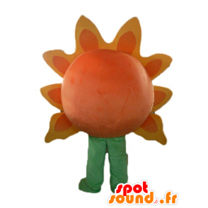Giant zon mascotte, oranje en geel, en al glimlach - MASFR24211 - Niet-ingedeelde Mascottes