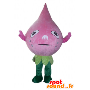 Mascotte de fleur rose et verte, géante, de fleur d'artichaut - MASFR24213 - Mascottes de plantes