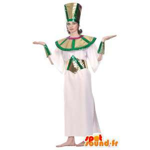 Mascot of Cleopatra in white dress, gold and green - MASFR006638 - Mascots famous characters