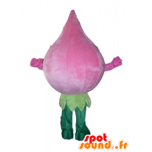 Mascot flor rosada y verde, gigante, flor de la alcachofa - MASFR24213 - Mascotas de plantas